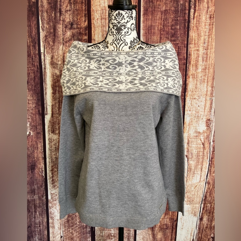 Anne Klein | NWT Women’s Off -Shoulder Style Heather Gray/Ivory Sweater